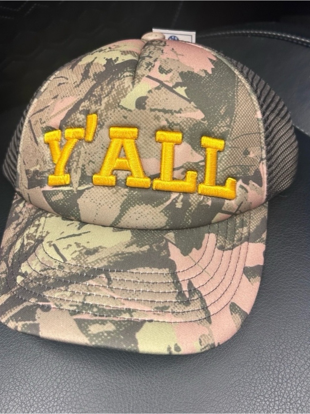 Lee Ladies Camo Trucker Hat with Yellow Embroidery - Picture 6 of 6